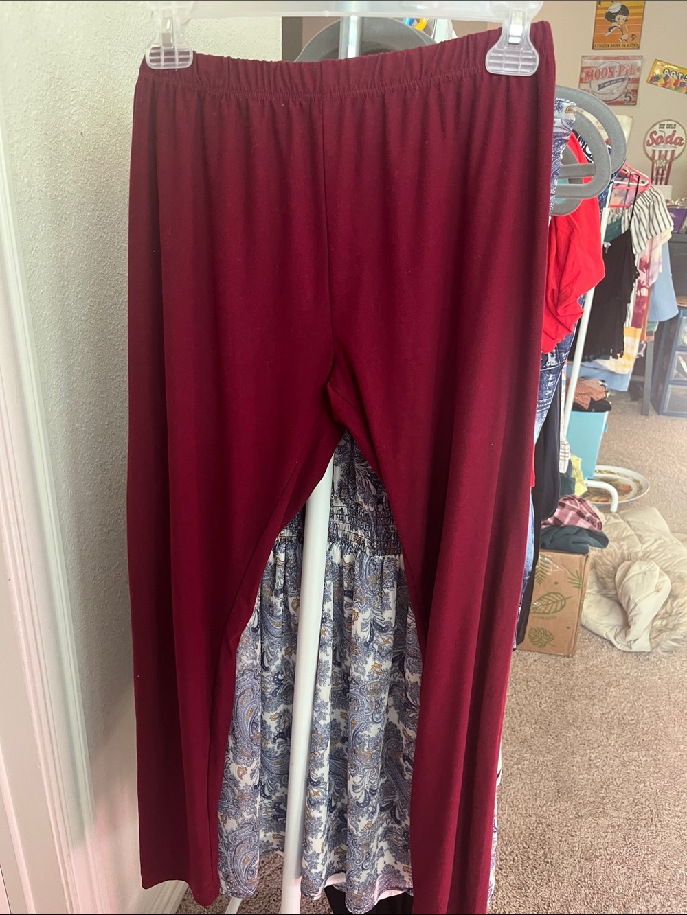 NOBO Maroon Wide-Leg Pull-On Leggings